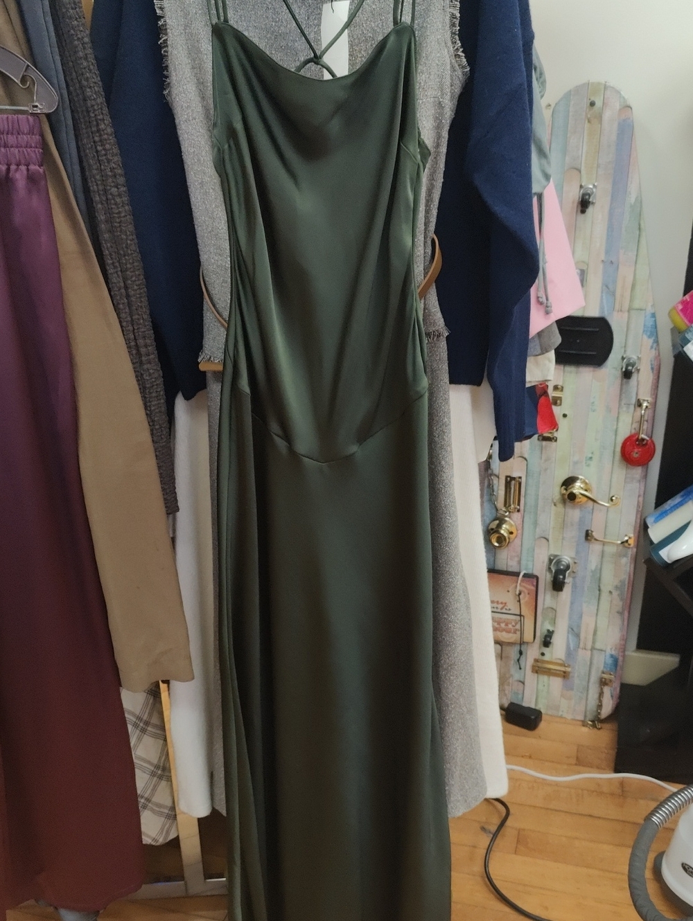 Zara So Stunning!!Elegant Olive Green Satin Slip Dress - Women
